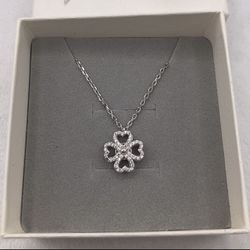 S925 Sterling Silver Lucky Four-Leaf Clover Rotating Necklace