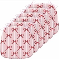 Cute Pink Bow Chair Cushions (6-Pack)
