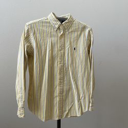 Ralph Lauren Yellow Striped Button Down Shirt - Men’s 16.5 Classic Fit