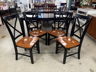 Black & Cherry Stained Wooden Cross Back Dining Chairs (Set of 4)