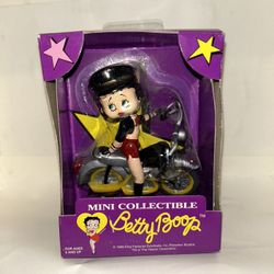 Vintage 1998 Mini Collectible Betty Boop Motorcycle Figure In Box