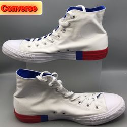 Converse Chuck Taylor All Star Mens Sz 12 Hi Unisex Shoes White-Red-Blue