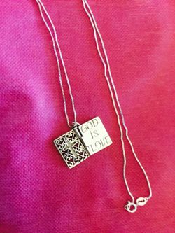 Sterling Silver Bible Book 📚 Silver Jewelry necklace 💕