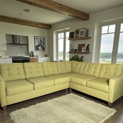 Large Comfy Sectional Sofa Celery Green