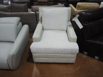 Bernhardt Leather Track Arm Chair - Cream | Armchair