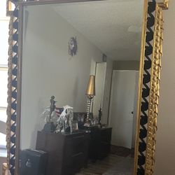 Medium Rectangle Antique Gold Leaf Classic Mirror (46x71)