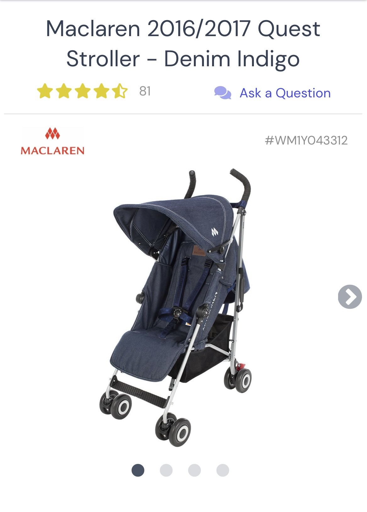 Maclaren Quest Stroller - Denim Indigo