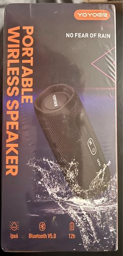 BRAND NEW IN BOX YOYOER P37 is a portable wireless Bluetooth speaker.  It features Bluetooth 5.1, an output of 10W × 2 (20W total), and a 12-hour batt