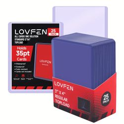 600 pcs LOVFEN 35pt Top Loaders For Trading Cards | 25 Count & Bulk Packs | Clear, Acid-Free, UV-Protected