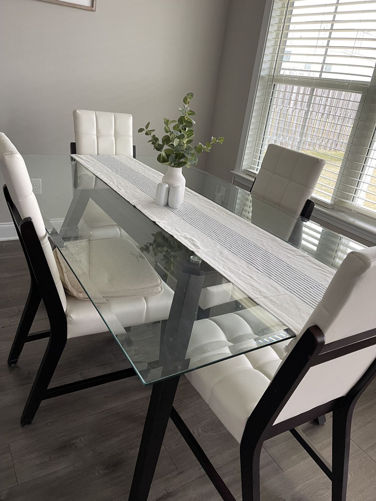 72” L X 42” W Glass Table With 4 Chairs