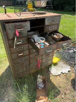 Old old 27 drawer workshop storage cabinet