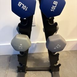 Rack with 10 and 12 lb Weights 