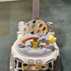 4 IN 1 Baby Walker, Baby Walkers for Boys and Girls, Feeding Tray,Rocking Function & Music Tray, Foldable Activity Walker for Baby 6-18 Months, Help B