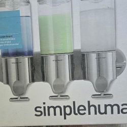 Triple Soap Despenser Wall Mounted Chrome Silver With Clear Bottles