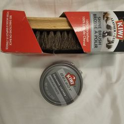 Kiwi Shoe Shine Kit. Brush And And Kiwi Black Shoe Polish