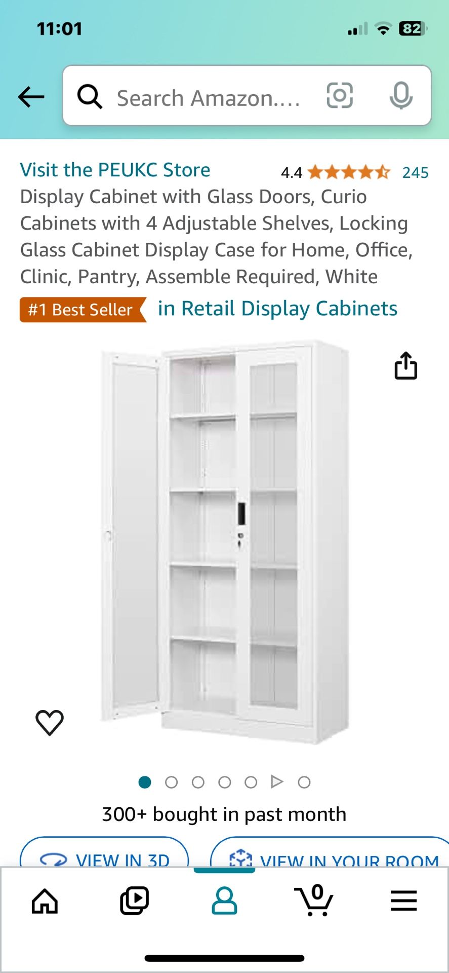 White Large Display Cabinet