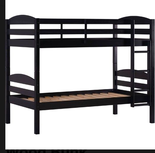 Twin over Twin Wood Bunk Bed in Black Gray Or Natural(New In A Box)