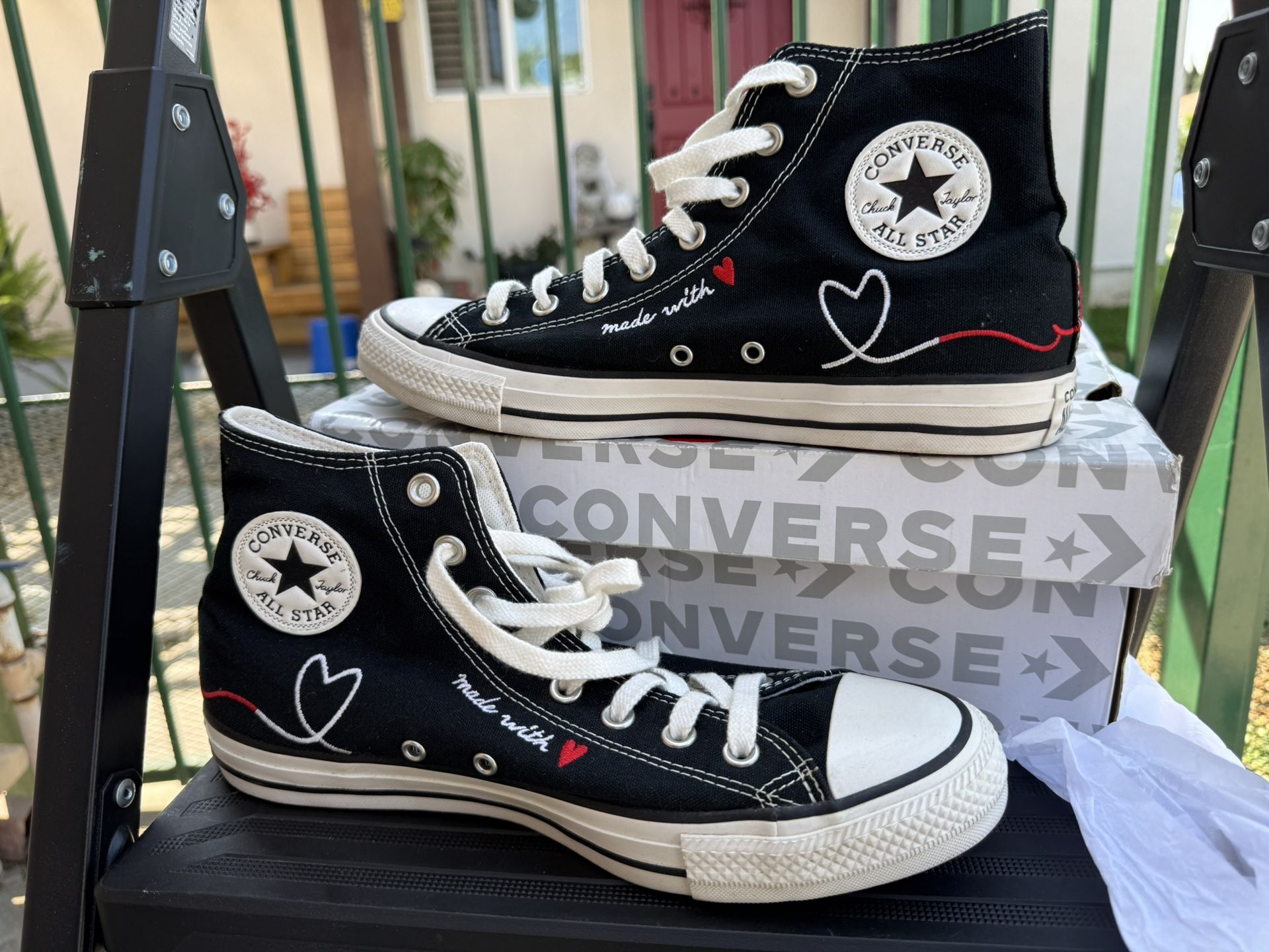 🔥Converse ‘Made with Love’ High Top Black (171158F) Men Size 9 / Women 11🔥NWOB