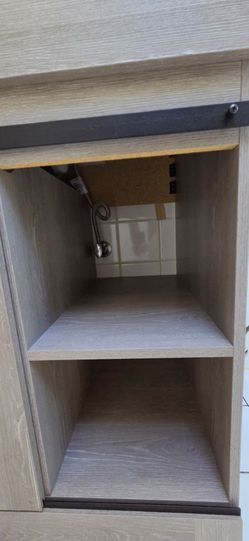 Vanity  with rustic ranch door