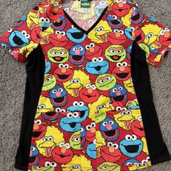 Woman Scrub Top Sesame Street