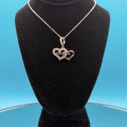# 34. Double Heart "Mama" Pendant - 1 Carat Moissanite in 925 Sterling Silver