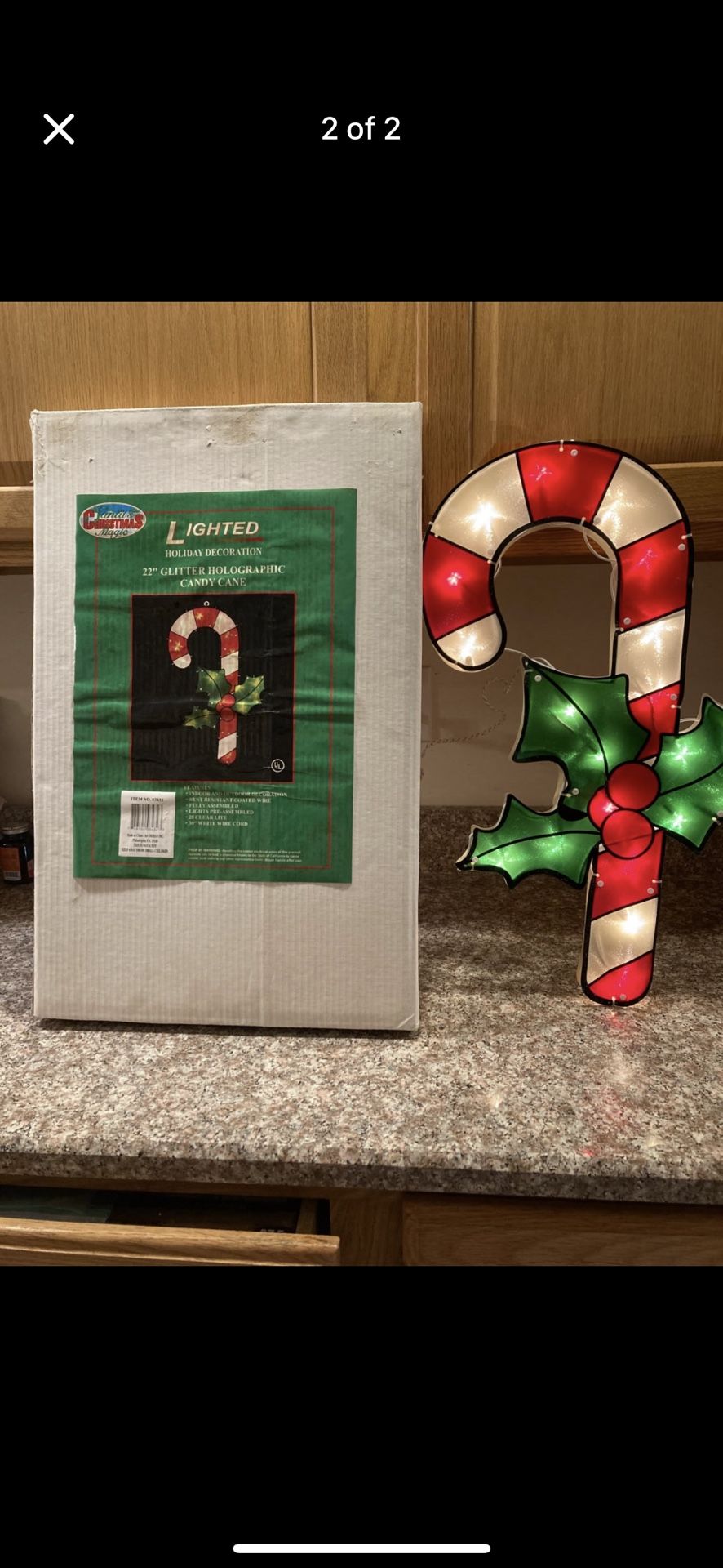 Vintage Christmas Candy Cane Lighted 