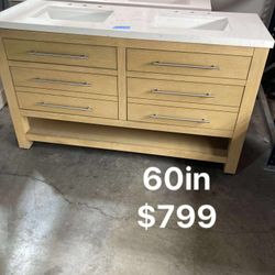 60in Double Bathroom Vanity With Top