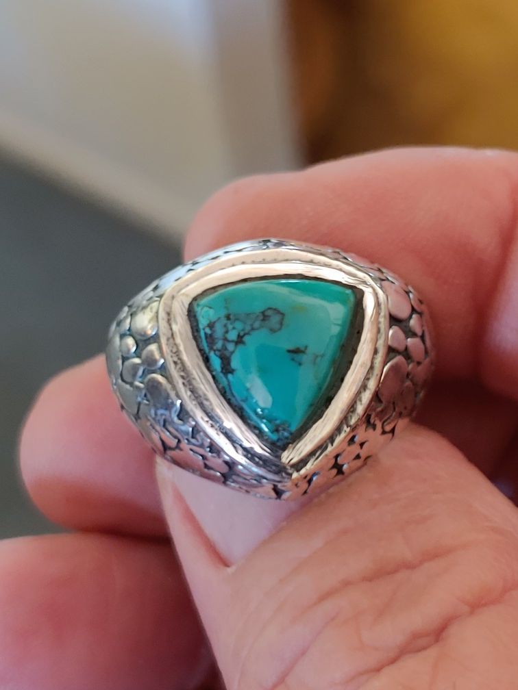 Silver plated turquoise ring size 9