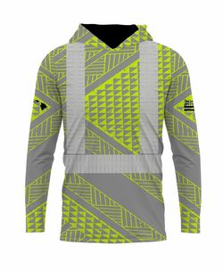 HAE HAWAII  ULANA REFLECTIVE HOODED LONGSLEEVE DRIFIT NEON GRAY Large