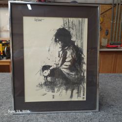 Aldo Luongo1969 "Tenderness" 12" x 16" Lithograph Print. Great condition. Framed. Lithographic art printed on paper.