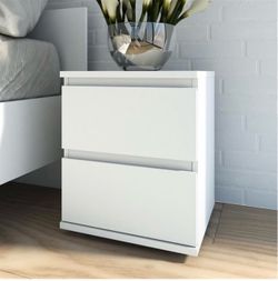 White 2-Drawer Bedside Nightstand