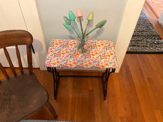 Sweet Petite Side Table with Floral Top
