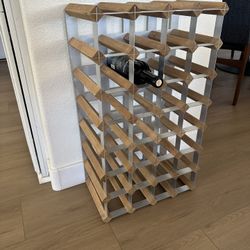 Wood and Metal 28 Bottle Industrial Wine Rack