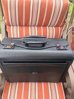 Black Leather Pilot Briefcase with Combination Locks