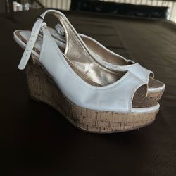 White Strap Wedge Heel 
