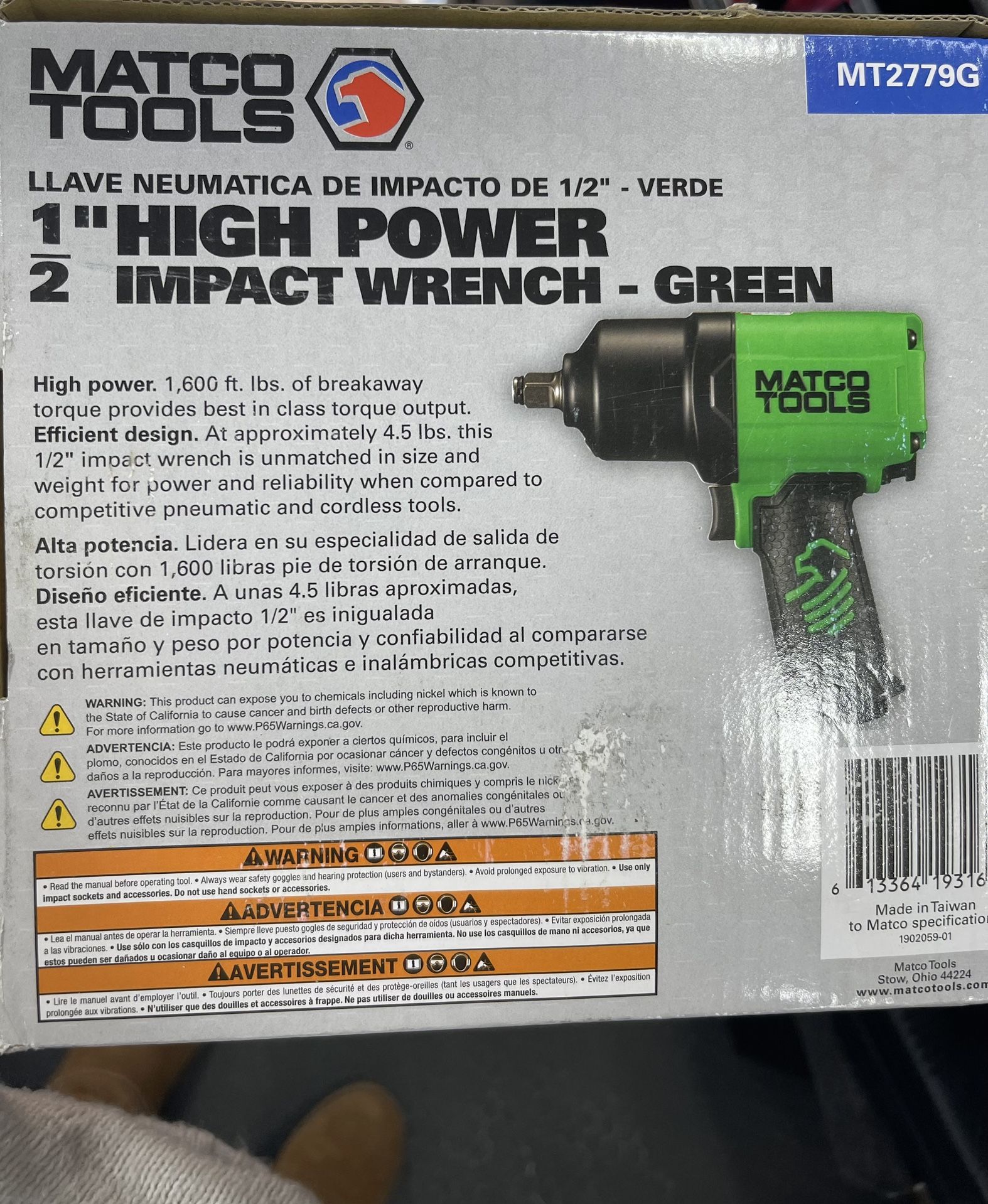 New in box MATCO TOOLS Air Impact Wrench 1600ft lbs