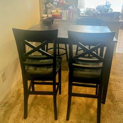 Black Wooden Dining Table and Chairs Set