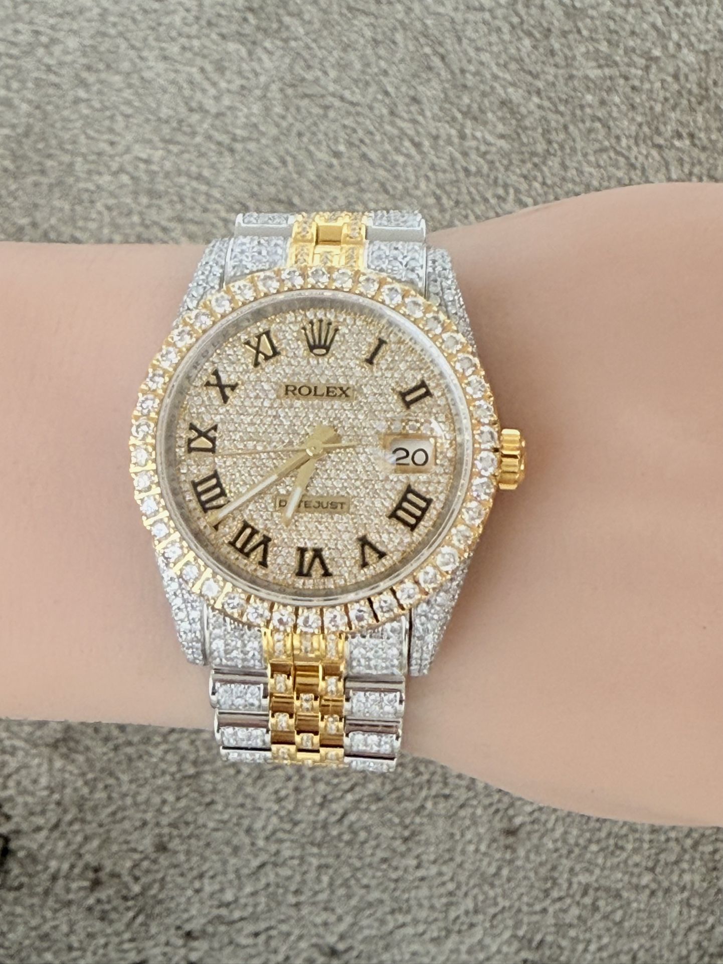 Rolex pre owned 36mm DateJust Bussdown Champagne Roman Diamond Dial