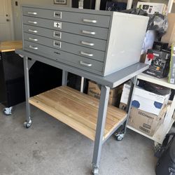 Flat File With Industrial Rolling Table