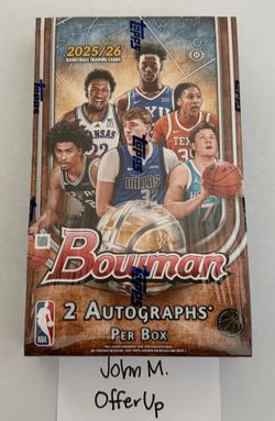 2025/26 Bowman Basketball NBA/NCAA Hobby Box 2 Autographs Per Box NEW/SEALED