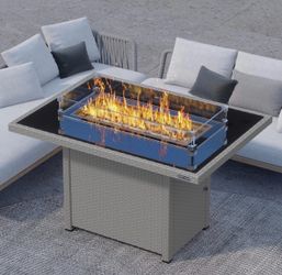 EAST OAK 44'' Propane Fire Pit Table, 60,000 BTU Gas Fire Table w/Aluminum Frame