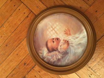 Framed 1998 Christening  Plate : “ God’s Treasure” Kathryn  Andrews Fincher #40011