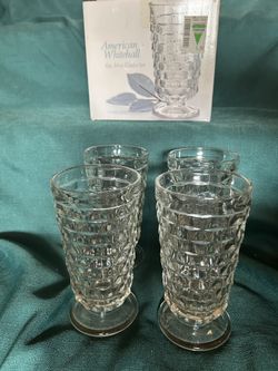 Vintage Indiana Glass American Whitehall Set Of 4 14 Oz. Glasses