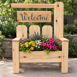 Handmade Wooden Garden Bench & Planter