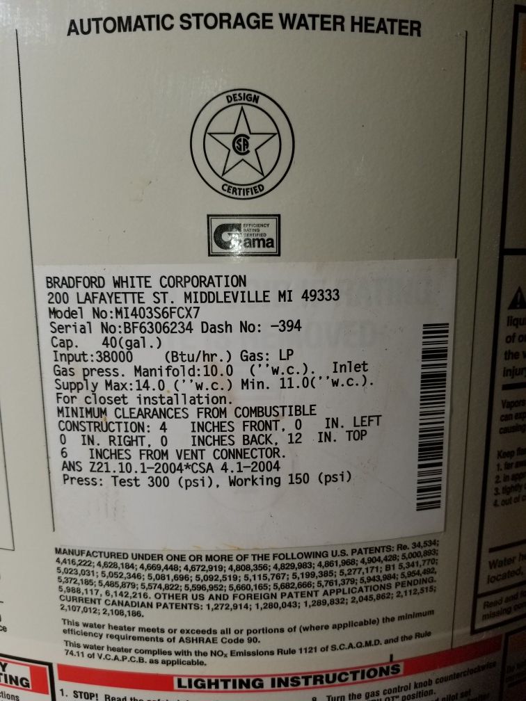 Bradford white propane water heater for Sale in BETHEL, WA OfferUp