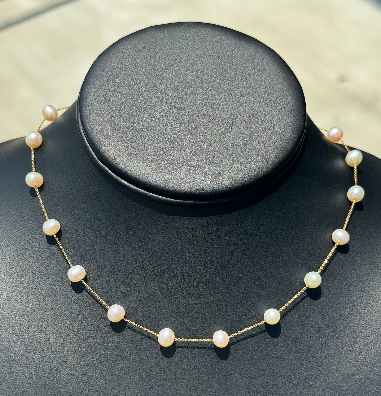 Vintage Antique Jewelry 14k solid yellow gold natural pearl necklace chain 16.00" 6.30mm width