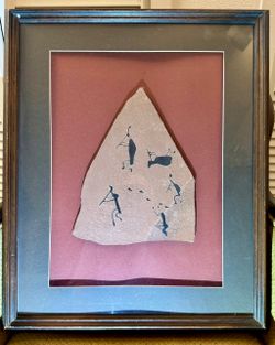 Framed Petroglyph Art on Stone Slab
