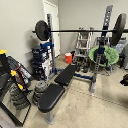 Squat/Bench Rack W/Bar And 2)25 Lb Plates