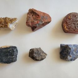 Lot Of 6 Vintage Natural Mixed Crystal Mineral Rocks Stones