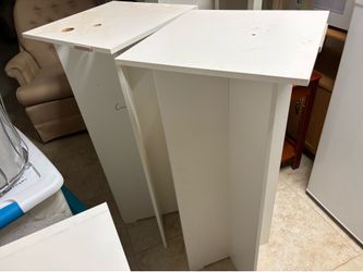 White corner tables 14.5” sq 40” hi